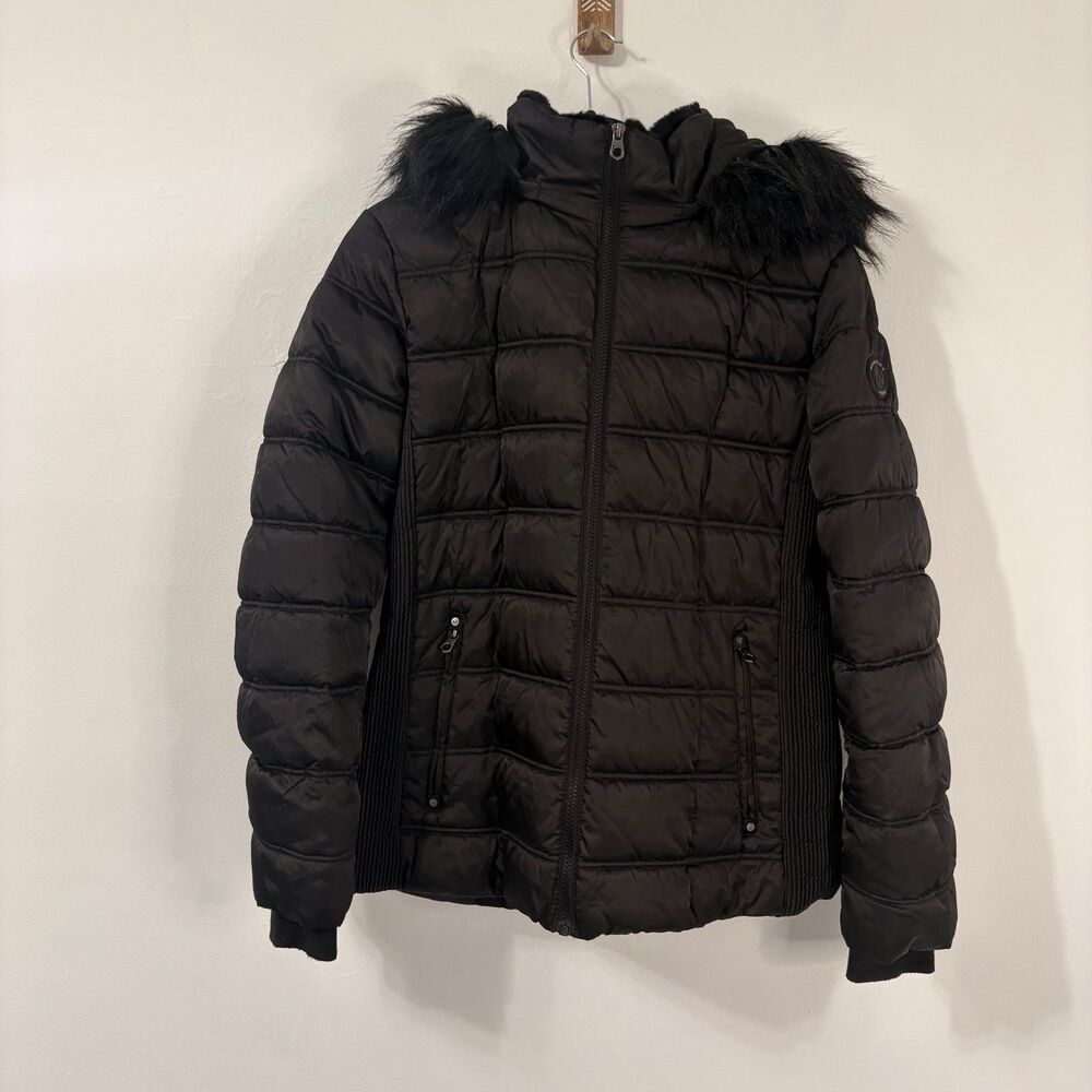 Nautica Black Puffer Jacket with Fur Hood Sz XL